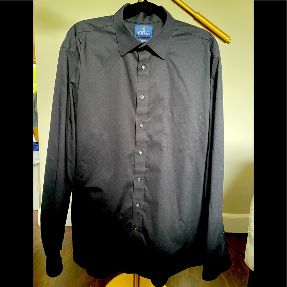 Stafford Black Button Down Dress Shirt, 17 1/2 x 36-37